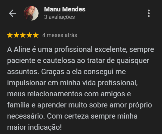 Depoimento mobile sobre evolução pessoal, autoconfiança e fortalecimento emocional.